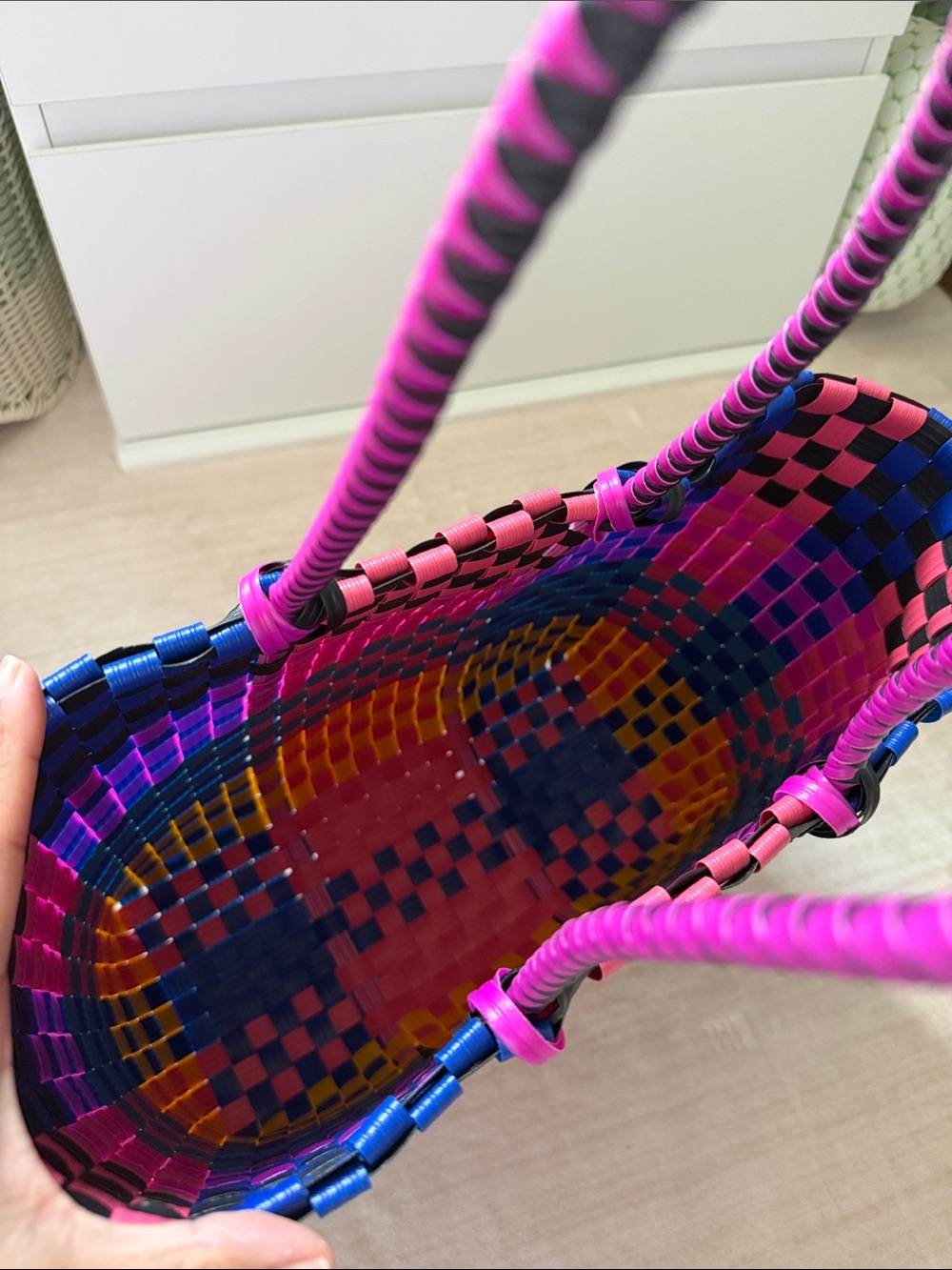 Vibrant Multicolor Woven Tote Bag - Picture 2 of 4